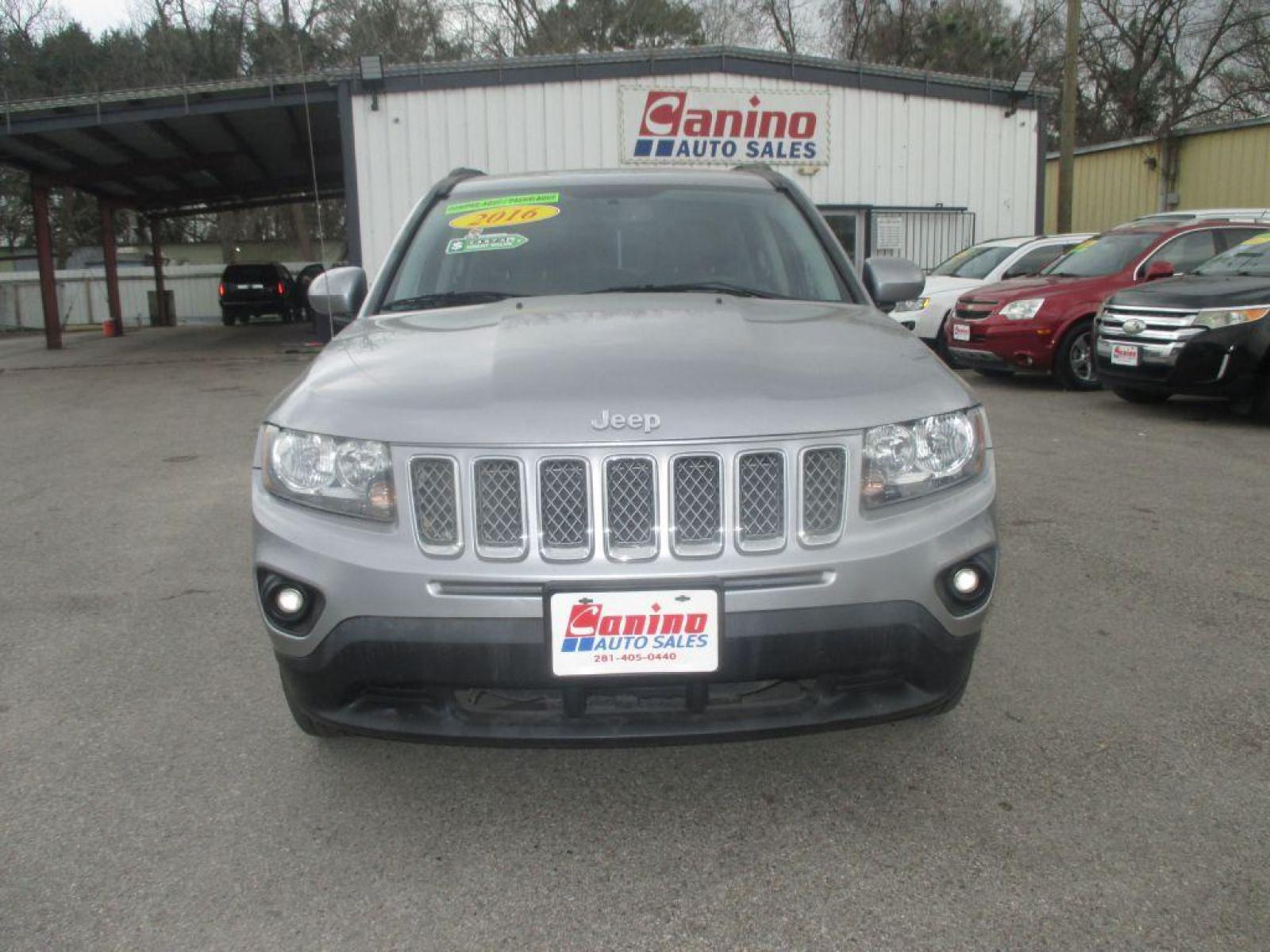 2016 SILVER JEEP COMPASS LATITUDE (1C4NJDEB3GD) with an 2.4L engine, Continuously Variable transmission, located at 830 E. Canino Rd., Houston, TX, 77037, (281) 405-0440, 38.358219, -81.729942 - Photo #0
