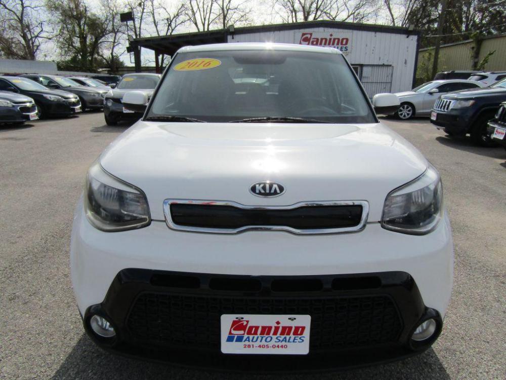 2016 WHITE KIA SOUL + (KNDJP3A52G7) with an 2.0L engine, Automatic transmission, located at 830 E. Canino Rd., Houston, TX, 77037, (281) 405-0440, 38.358219, -81.729942 - $1,800 DOWN + TT and L IN HOUSE FINANCING AVAILABLE FINANCIAMIENTO EN CASA DISPONIBLE CALL OR COME IN TODAY 281 405 0440 CANINO AUTO SALES, LLC - Photo #0