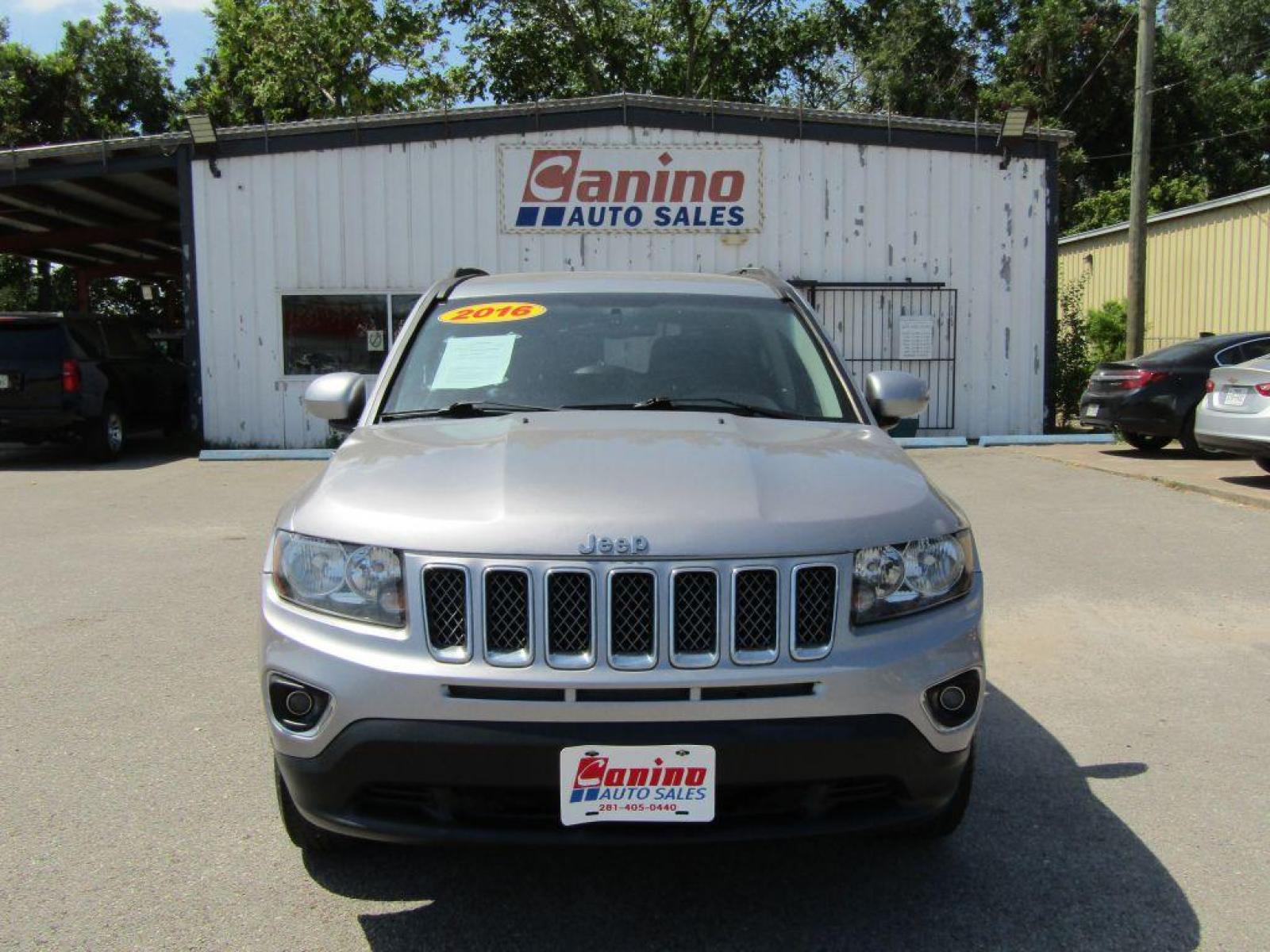 2016 SILVER JEEP COMPASS LATITUDE (1C4NJCEA2GD) with an 2.0L engine, Continuously Variable transmission, located at 830 E. Canino Rd., Houston, TX, 77037, (281) 405-0440, 38.358219, -81.729942 - Photo #0