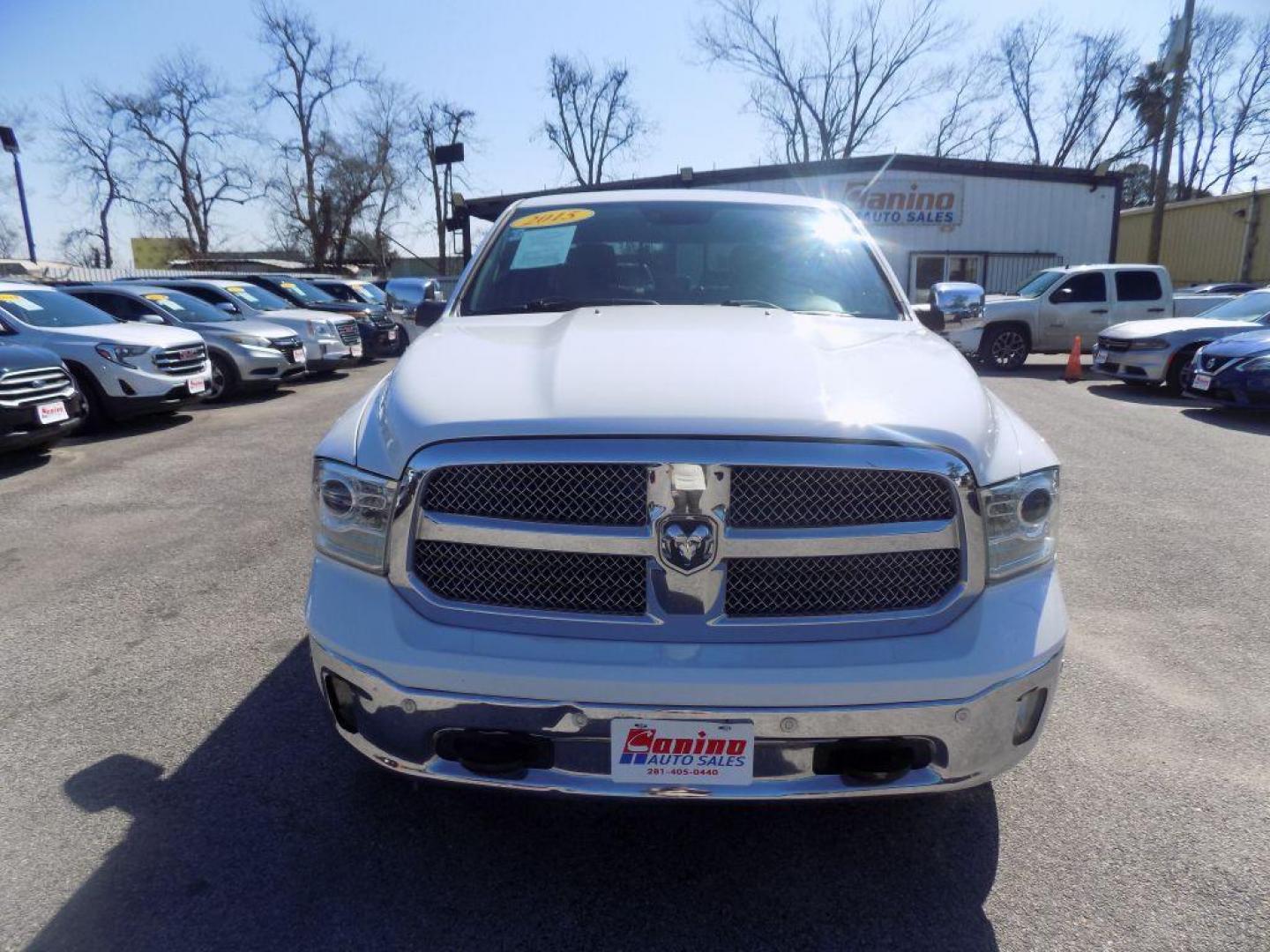 2015 WHITE RAM 1500 LONGHORN (1C6RR6PT9FS) with an 5.7L engine, Automatic transmission, located at 830 E. Canino Rd., Houston, TX, 77037, (281) 405-0440, 38.358219, -81.729942 - Photo#0