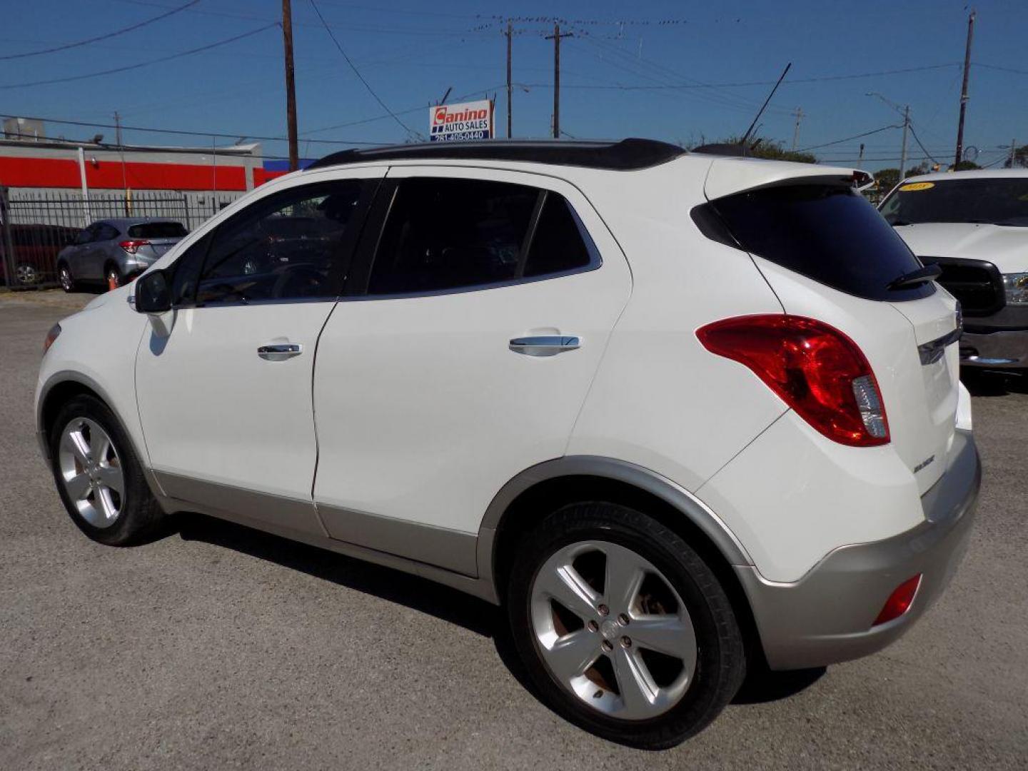 2015 WHITE BUICK ENCORE (KL4CJCSBXFB) with an 1.4L engine, Automatic transmission, located at 830 E. Canino Rd., Houston, TX, 77037, (281) 405-0440, 38.358219, -81.729942 - Photo#3