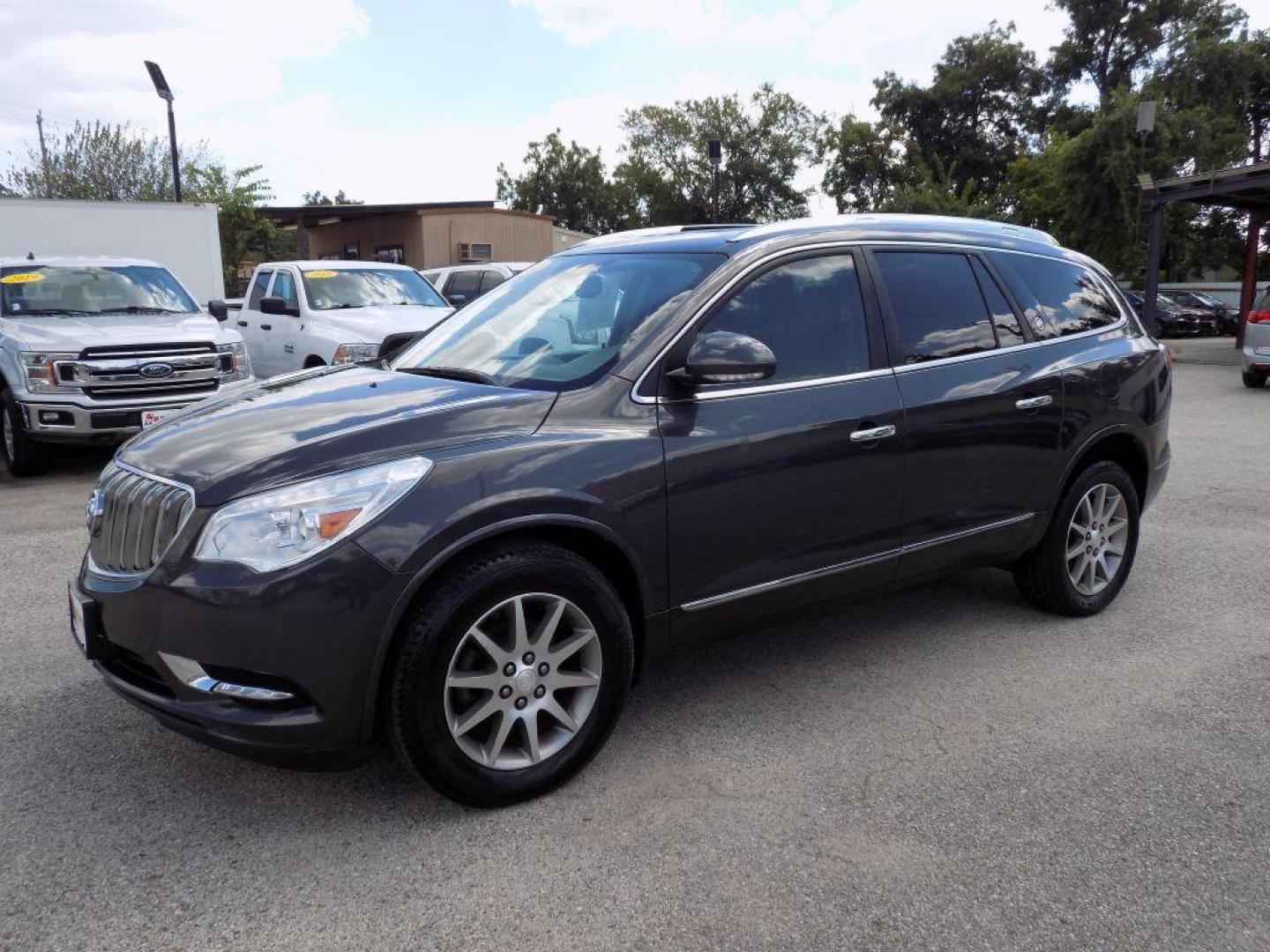 2016 GRAY BUICK ENCLAVE CONVENIENCE (5GAKRAKD0GJ) with an 3.6L engine, Automatic transmission, located at 830 E. Canino Rd., Houston, TX, 77037, (281) 405-0440, 38.358219, -81.729942 - Photo#1