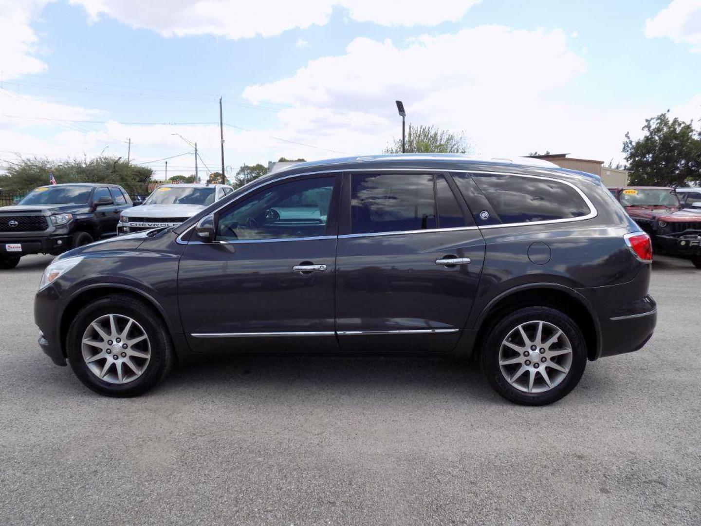 2016 GRAY BUICK ENCLAVE CONVENIENCE (5GAKRAKD0GJ) with an 3.6L engine, Automatic transmission, located at 830 E. Canino Rd., Houston, TX, 77037, (281) 405-0440, 38.358219, -81.729942 - Photo#2