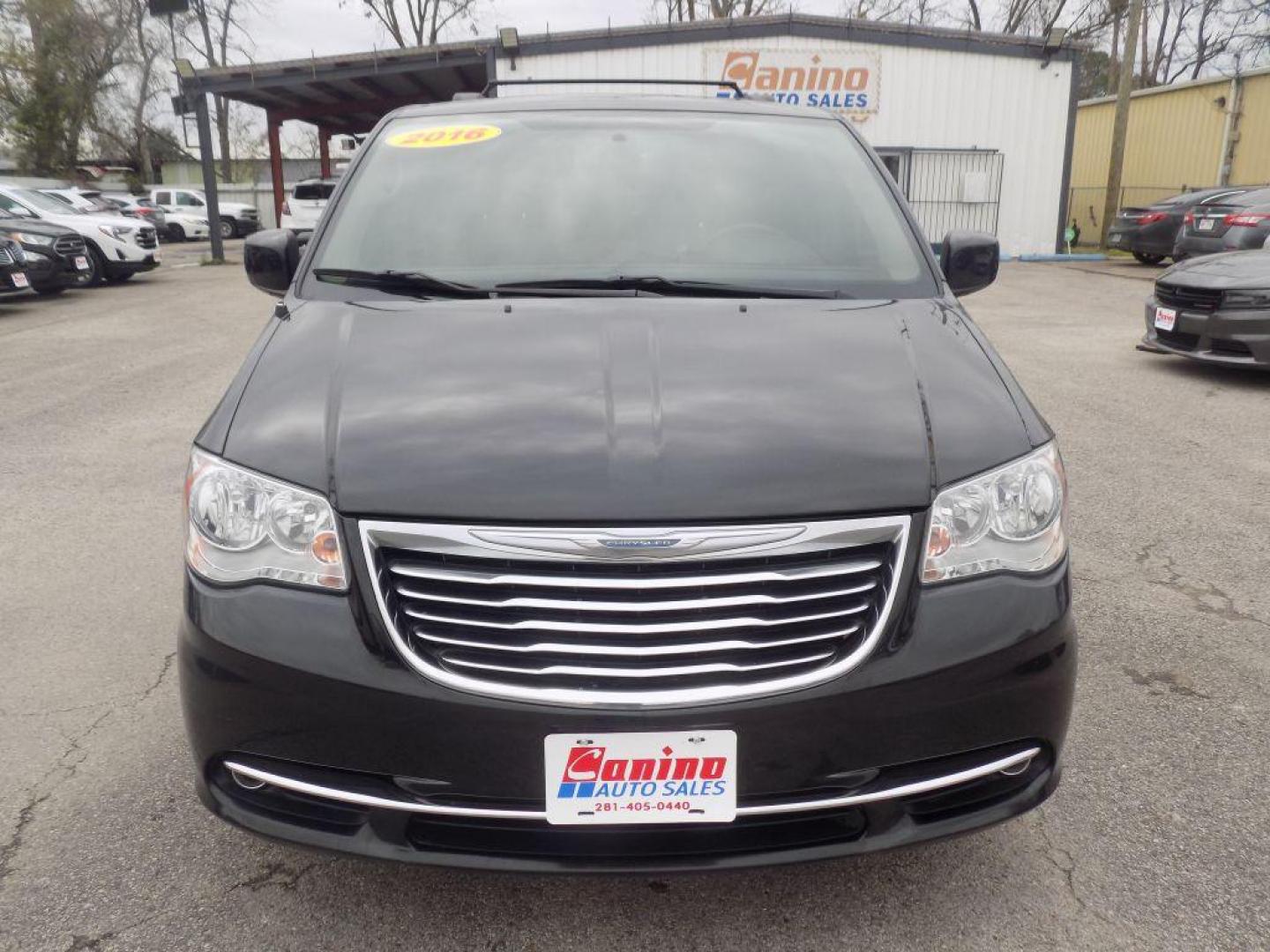 2016 BLACK CHRYSLER TOWN and COUNTRY TOURING (2C4RC1BG4GR) with an 3.6L engine, Automatic transmission, located at 830 E. Canino Rd., Houston, TX, 77037, (281) 405-0440, 38.358219, -81.729942 - Photo#0