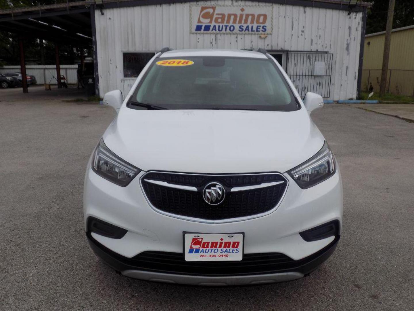 2018 WHITE BUICK ENCORE PREFERRED (KL4CJASB3JB) with an 1.4L engine, Automatic transmission, located at 830 E. Canino Rd., Houston, TX, 77037, (281) 405-0440, 38.358219, -81.729942 - Photo#0
