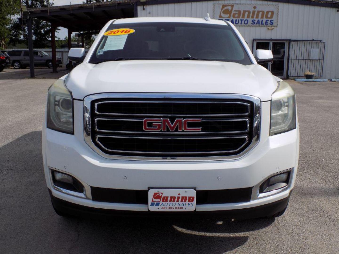 2016 WHITE GMC YUKON SLE (1GKS1AKC3GR) with an 5.3L engine, Automatic transmission, located at 830 E. Canino Rd., Houston, TX, 77037, (281) 405-0440, 38.358219, -81.729942 - Photo#0