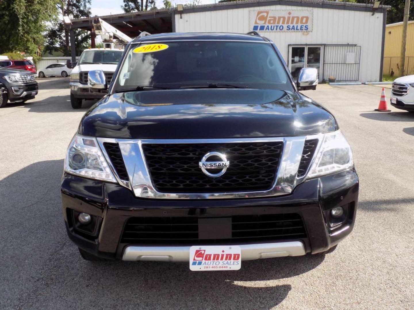 2018 BLACK NISSAN ARMADA SV (JN8AY2ND9JX) with an 5.6L engine, Automatic transmission, located at 830 E. Canino Rd., Houston, TX, 77037, (281) 405-0440, 38.358219, -81.729942 - Photo#0