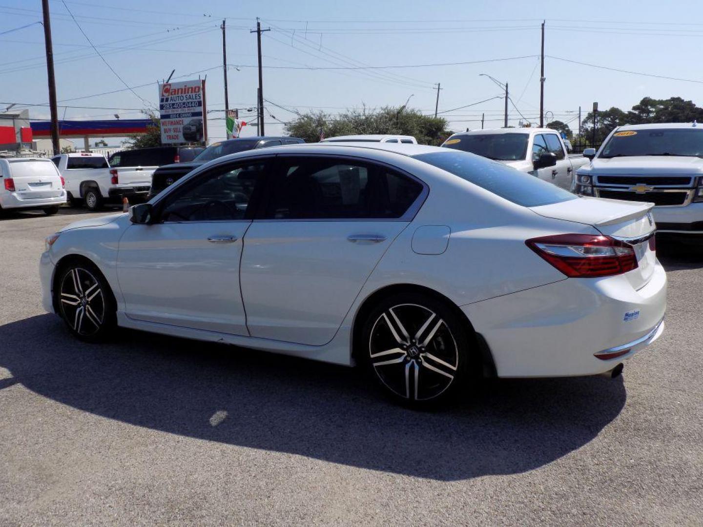 2017 WHITE HONDA ACCORD SPORT SPECIAL EDITION (1HGCR2F1XHA) with an 2.4L engine, Continuously Variable transmission, located at 830 E. Canino Rd., Houston, TX, 77037, (281) 405-0440, 38.358219, -81.729942 - Photo#3